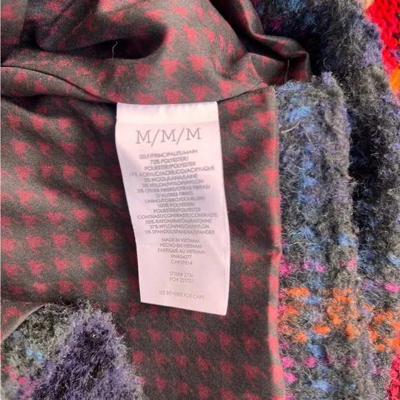 CAbi Checkmate Plaid Double Breasted Peacoat Blue/Orange Coat Women’s - Picture 7 of 9